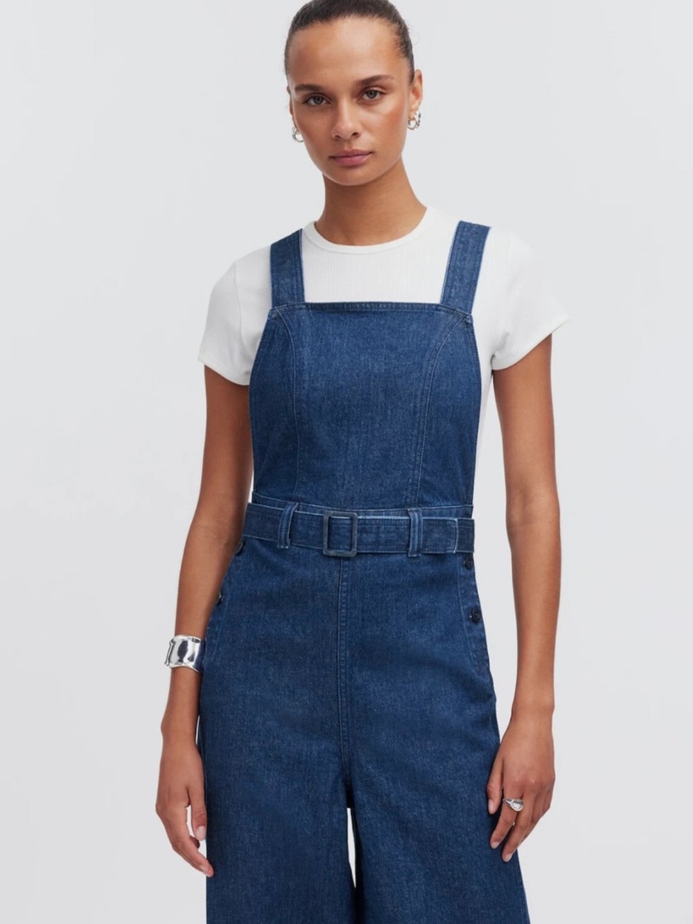 NWT Madewell Denim Cross-Back Jumpsuit in Cason Wash Size 4